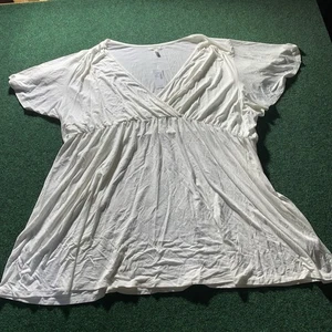 Maurices Umstandsmode Größe XXXL 3X Creme Kurzarm Empire Babydoll Oberteil Neu mit Etikett - Bild 1 von 9