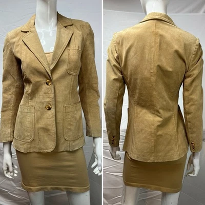 Vintage The Tannery West Women’s XS Tan Suede Blazer Jacket 70s Western - Image 1 of 4