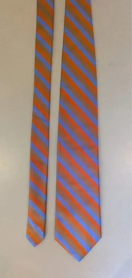 Corbata de seda Lands' End en puntas diagonales de bronce, naranja y azul 3,5 x 59,5" EE. UU. Foto 1 de 4
