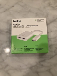 Belkin RockStar 3.5mm Audio with USB-C Charge Adaptor, 60W, White - Picture 1 of 3