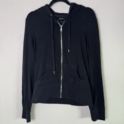 Chaqueta con capucha para mujer Medium Express Yoga negra cremallera completa activa Foto 1 de 4