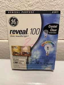 GE Light Bulbs • NEW Reveal 100 Watt Light Bulbs • 1 Pack of 2 Crystal Clear - Picture 1 of 5