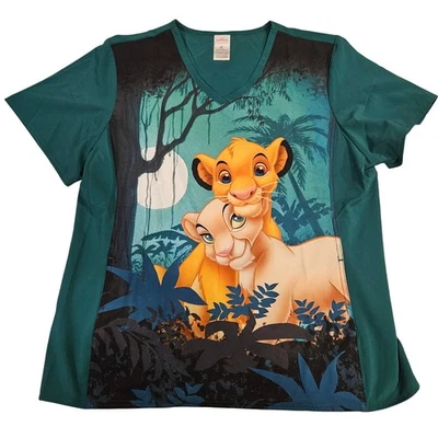 Blusa Médica Para Mujer Disney El Rey León Simba Nala Cuello en V Tooniforms XL Verde Nueva con Etiquetas Foto 1 de 4