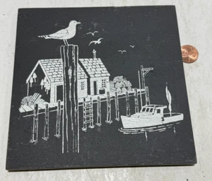 Vintage Slate Art 1977 6” Square - Picture 1 of 2