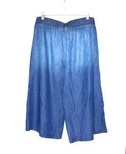SOUND STYLE Pants Wide Leg Cropped Women’s Size L (NWT) Blue Cotton Rayon - Picture 1 of 7