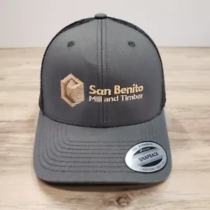San Benito Mill and Timber Hat Cap Snapback Gray Black Mesh Back Spell out Logo - Picture 1 of 7