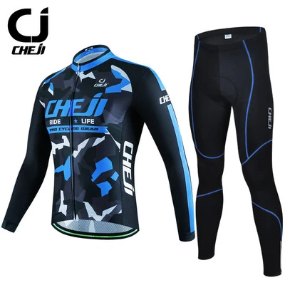 CHEJI длинный Велоспорт Джерси брюки комплект мужской Велоспорт одежды длинный комплект черный-синий - Изображение 1 из 4