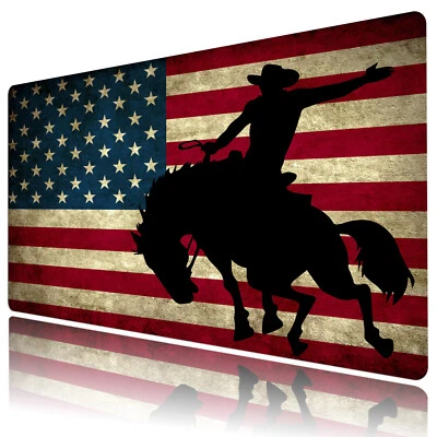 American Flag Mouse Pad Western Cowboy Desk Mat for Keyboard and Mouse Desk Pad - Image 1 of 4