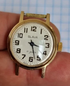 Vintage watch Soviet era, USSR Ladies SLAVA, 1970s, Gold Plated Au 10 - Picture 1 of 15