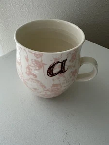 Anthropologie HOMEGROWN Monogram Letter A Initial Floral Coffee Mug Cup Pink - Picture 1 of 4