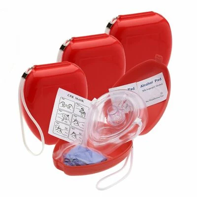 4 Pack Pocket O2 CPR Mask + Hard Case + Gloves-Adult/Child Pocket Resuscitator - Image 1 of 4