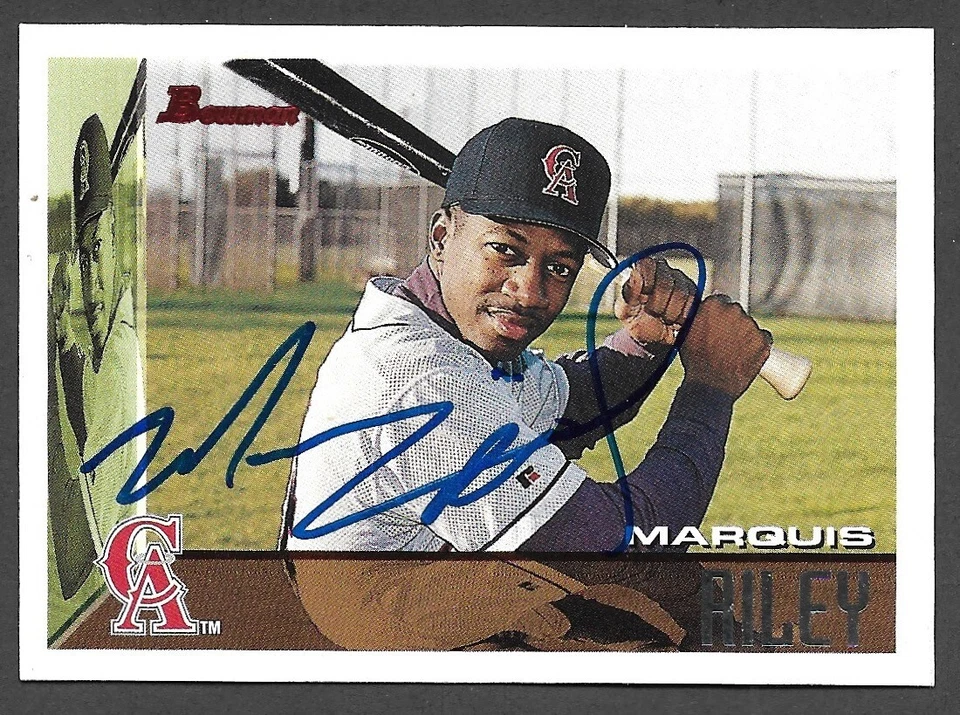 1995 BOWMAN #188  Marquis Riley LA CALIFORNIA ANGELS SIGNED AUTOGRAPH AUTO COA B - Image 1 of 1