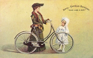 Carte postale femme et enfant Royal Enfield Bicycles "fait comme une arme" - Photo 1/2