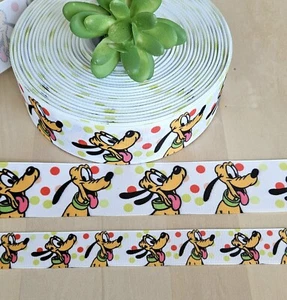 7/8 & 1.5" (1 YD) Pluto Grosgrain Ribbon Disney Bloodhound Character Ribbon - Picture 1 of 1