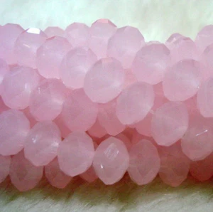 Wholesale 98 Pcs Faceted 4x6mm Pink Crystal Rondelle Gemstone Loose Beads  - Picture 1 of 3