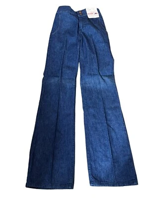 NOS Vtg 70s XS WRANGLER Flare Jeans STUDENT Blue Denim Clincher 22-27 High Waist - Image 1 of 4