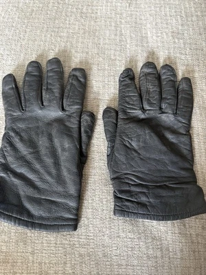 VINTAGE BLACK COWGRAIN LEATHER GLOVES  Size:L - Image 1 of 4