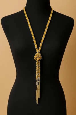 White House Black Market Lariat Necklace Semi Precious Stones Gold Leather NWT - Image 1 of 4