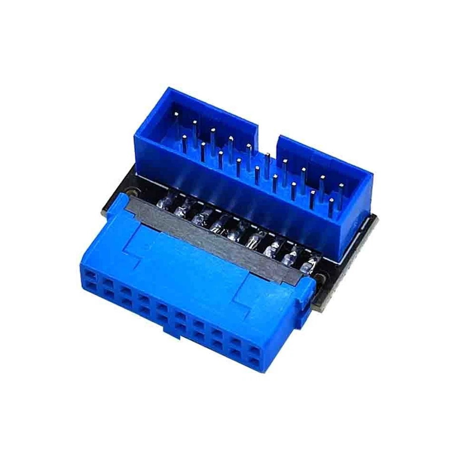Adaptador de cabezal USB USB3.2 GEN1 19 pines/20 pines enchufe 90 grados codo de dirección2402 - Imagen 1 de 1