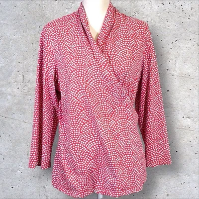 J. McLaughlin Catalina Ткань Искусственная Обертка Топ Коралловый Синий Геометрический Принт Размер XL - Изображение 1 из 4