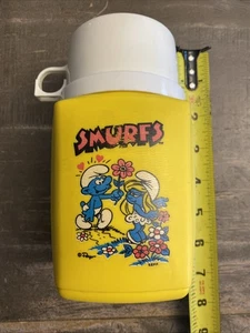 1980s Smurfs Thermos for Lunch Box * Vintage * Lunchbox Bottle - Picture 1 of 12