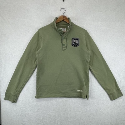 Sudadera Hollister Para Hombres Grande Verde Cuello Simulado A Presión Henley Malibu Parche de Surf Foto 1 de 4