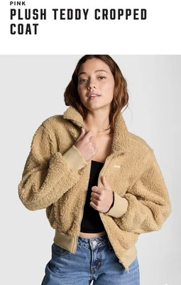 VICTORIA'S SECRET  PINKPlush Teddy Cropped Coat Limited Edition”S” - Image 1 of 4