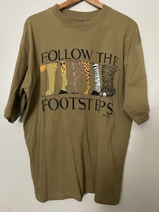 Vintage Y2K Tinga Tinga Tales Follow The Footsteps Brown Shirt Size XL LOOK - Picture 1 of 5