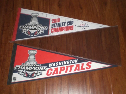 TWO 2018 CAPITALS STANLEY CUP CHAMPIONS PENNANT - NEW - DIFFERENT Cover