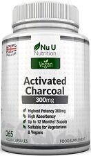 Activated Charcoal 300mg - 365 Vegan Capsules (not Tablets) | 1 Year Supply