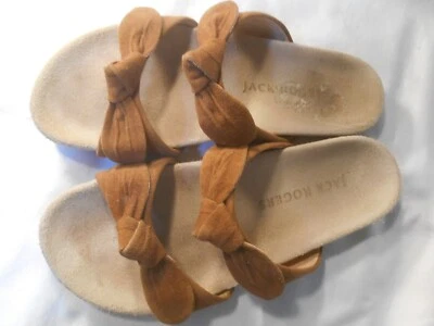 JACK ROGERS Annie Size 7.5 M Rust Leather Bow Trimmed Comfort Slide Sandals - Image 1 of 4