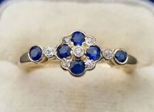 1.50Ct Round Cut Simulated Blue Sapphire Wedding Ring 14K Yellow Gold Plated