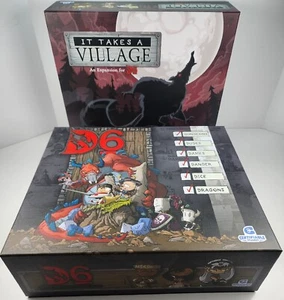 D6 Dungeons Dudes Dames Danger Dice Dragons Board Game + It Takes A Village - Picture 1 of 20