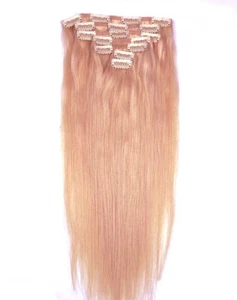 EXTENSIONS DE CHEVEUX A CLIPS 100% NATURELS REMY HAIR 53CM BLOND MIEL CUIVRE - Imagen 1 de 2