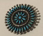 Sleeping Beauty Turquoise Pendant Zuni Sterling Sunburst Needle Point Broach