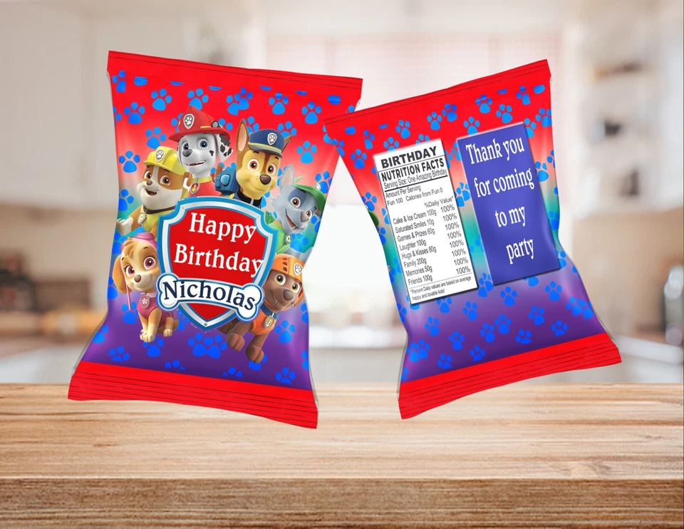 (12) Sacos de chip personalizados P PATROL favores de festa impressos ou arquivo D. - Imagem 1 de 1