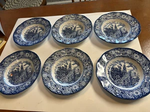 6 zuppiere Liberty blu STAFFORDSHI Old North Church bordo Inghilterra 8,5 pollici - Foto 1 di 7