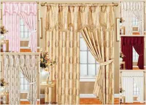 Cortinas brillantes Jacquard listo para usar anillo de ojales - ahorro de energía + lazo gratuito - Imagen 1 de 17