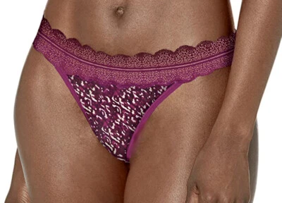 CALVIN KLEIN Micro Lace Waist Ripe Berry Plum Burgundy Thong Panty Womens XS S L - Image 1 of 4