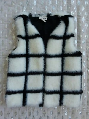Colete preto branco xadrez de pele sintética Cherokee tamanho 6 - Imagem 1 de 3