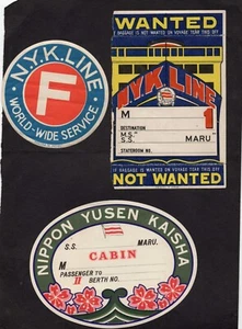 JAPAN  NUK cabin  + N Y K  LINE  LABEL S S MARU + NYK  F destination + - Picture 1 of 1
