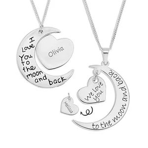 Colgante personalizado de plata de ley Love You to the Moon and Back Keepsake - Imagen 1 de 11