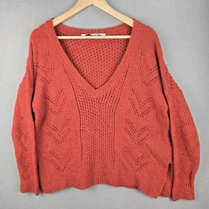 Cupcakes And Cashmere Women's Sweater Sz Small Boho Orange Fall Open Knit - Picture 1 of 12