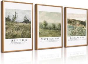 Christian Bible Verse Wall Art Decor Scripture Floral Canvas Painting Jesus Reli - Picture 1 of 12