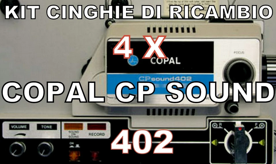 KIT CINGHIE DI RICAMBIO COMPLETO 4 x PROIETTORE SUPER 8 mm COPAL CP SOUND 402 - Immagine 1 di 1