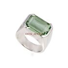 Natural Green Amethyst Gemstone With 925 Sterling Silver Ring For Men's #5321
