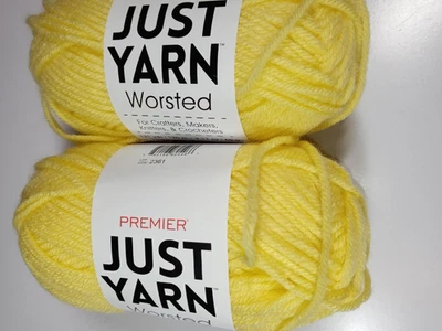 Premier Just Yarn Worsted-Yellow-Lot of 2 Skeins Each 131 Yards-100% Acrylic - Image 1 of 2