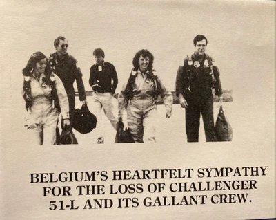 CHALLENGER 51-L DISASTER CREW PICTURE/ BELGUIM'S HEARTFELT SYMPATHY 28 JAN 1986 - Image 1 of 4