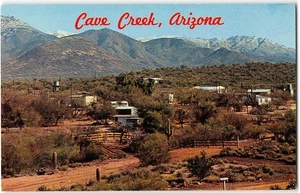 CAVE CREEK, ARIZONA Bird's Eye View Phoenix 1960s Chrome Vintage Postcard - Picture 1 of 2