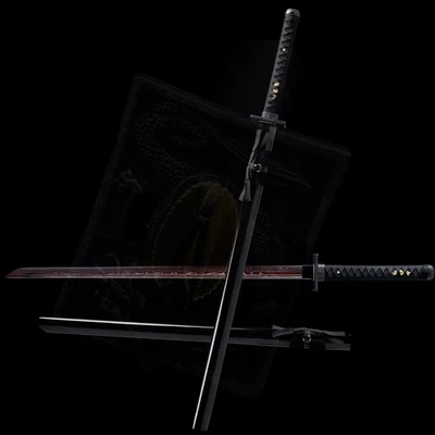 Black Dragon Ninja Forged Damascus Folded Steel Japanese Samurai Sword Katana - Image 1 of 4